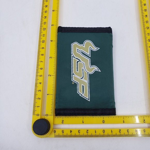University of South Florida Bulls USF Logo Nylon Trifold Wallet Green Gold - Picture 10 of 10